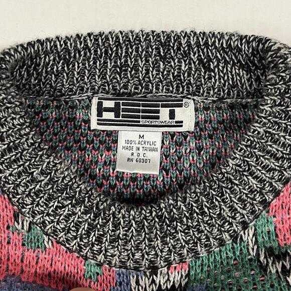 Vintage Heet Sportswear Thick Sweater Geometric Abstract Sweatshirt Sz M - Picture 4 of 10